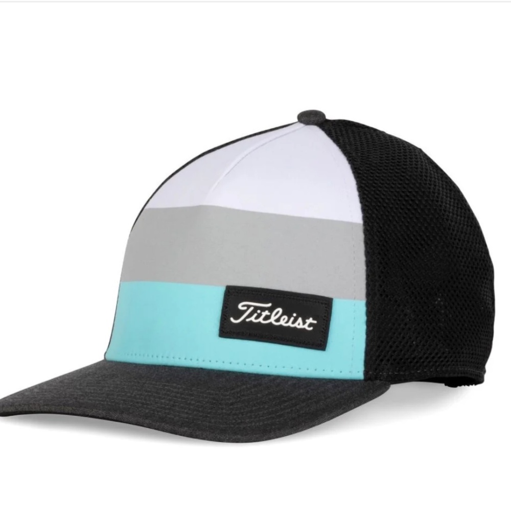 Titleist Surf Stripe Cap Snapback Black with White, Grey & Teal Stripe